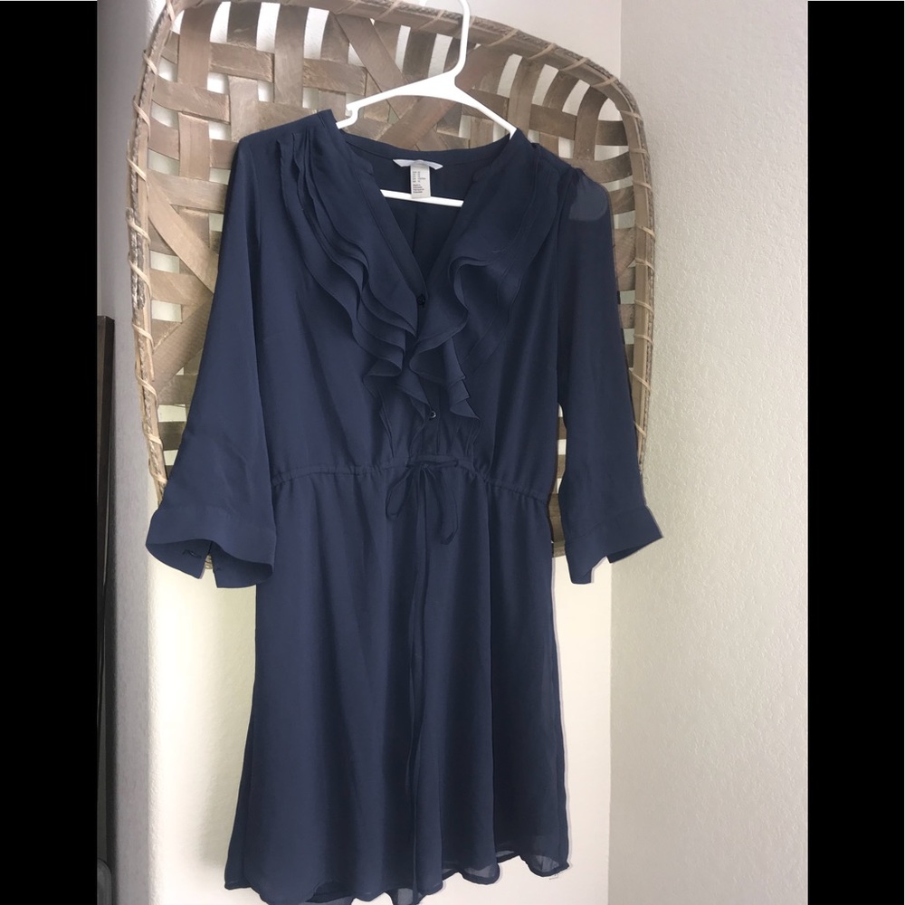 3/4 sleeve blue Dress